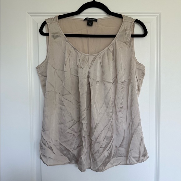 St. John Silk Tank Top Blouse in Cream size Large - Picture 1 of 4